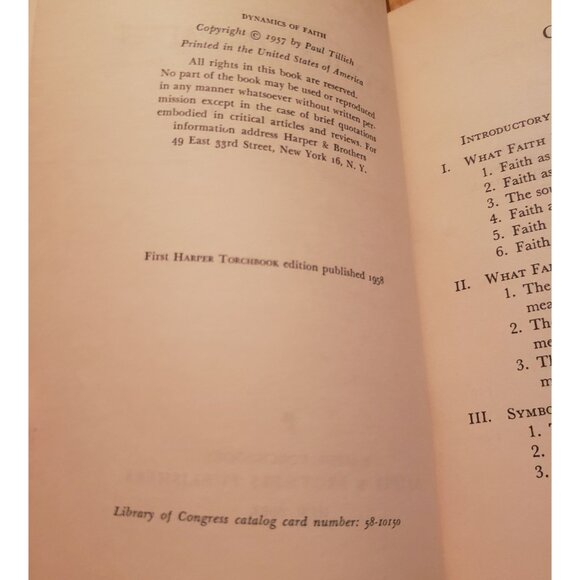 Paul Tillich's "Dynamics Of Faith" First Edition - Picture 5 of 7